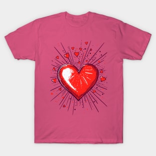 Valentines Day Exploding Red Heart Happy Valentines Day T-Shirt